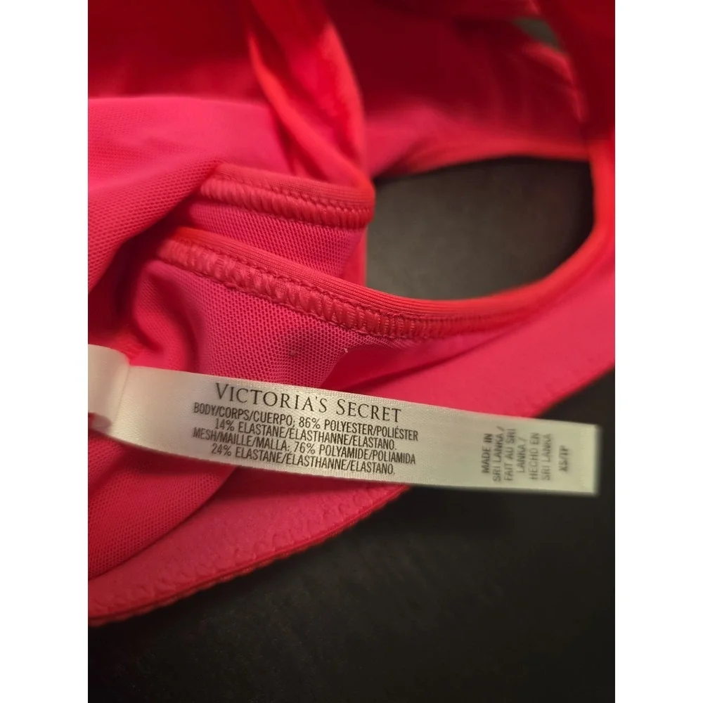 NWT Victoria's Secret XS VSX Sports Bra Racerback Keyhole High Neck Hot Pink